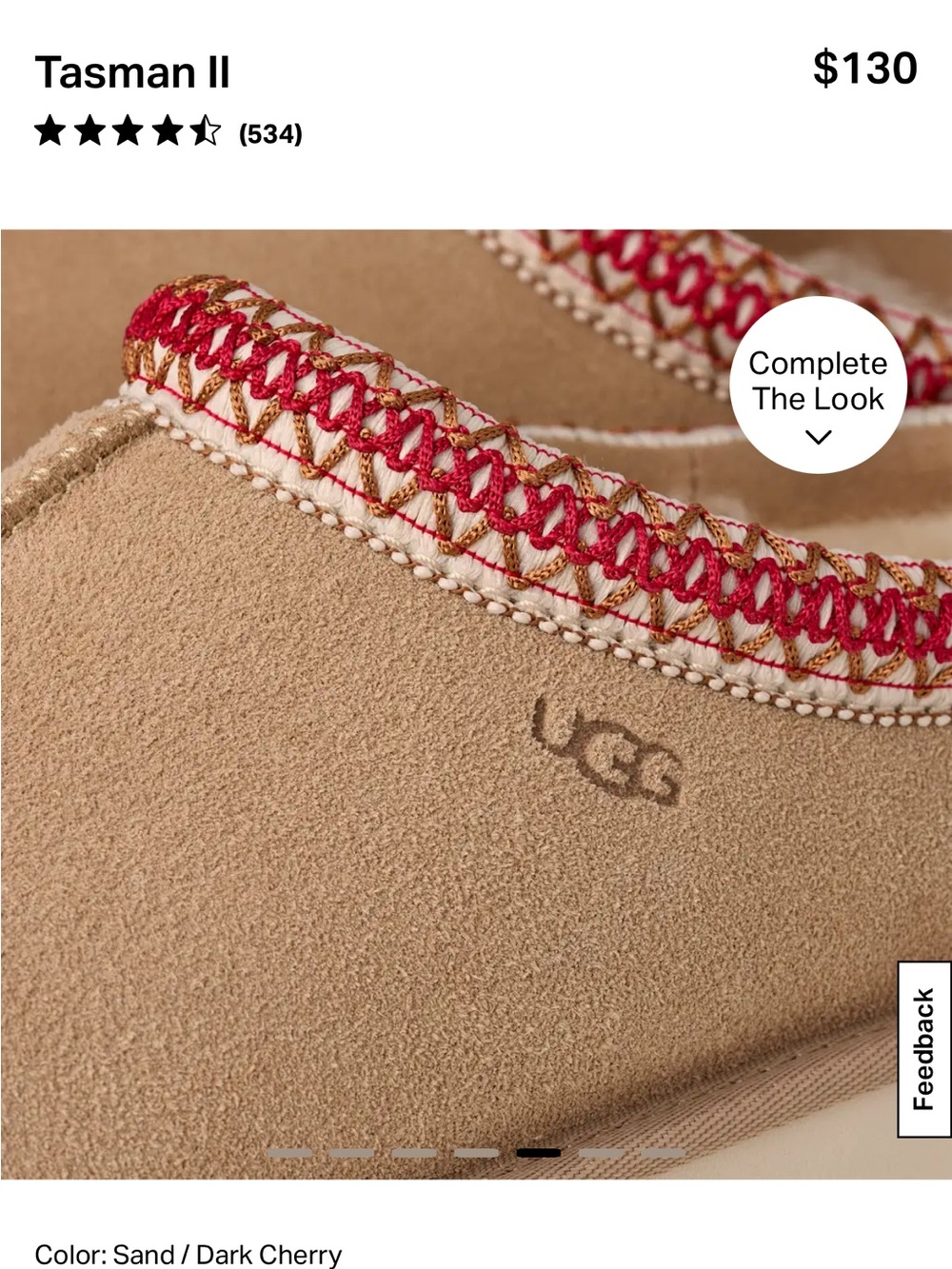 UGG Sand Moccasin with Dark Cherry Trim